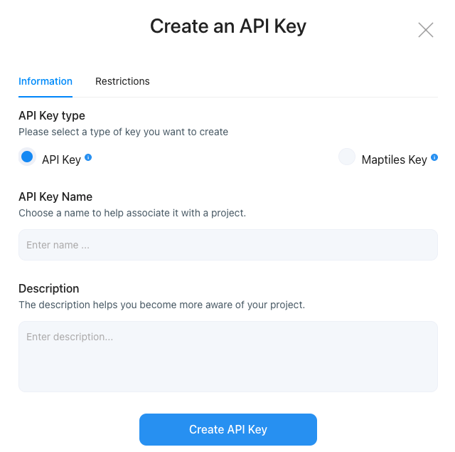 Create Goong API KEY